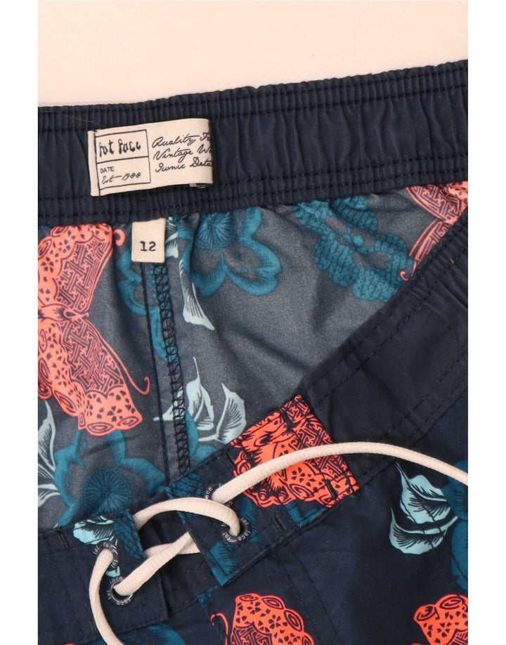 Fat Face Dame Badeshorts UK 12 Medium Navy Blue Floral Polyester