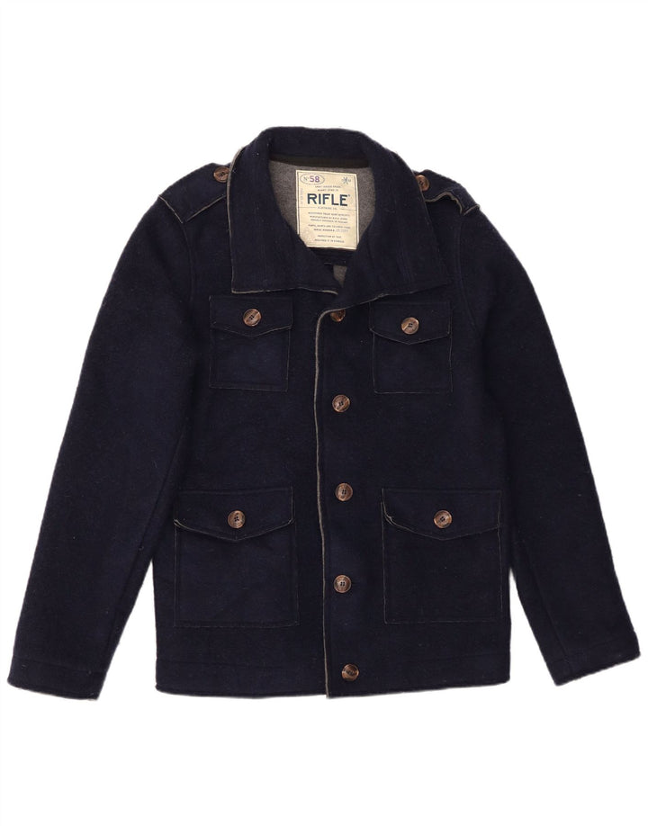 Rifle Herre Military Jacket UK 40 Large Navy Blue Polyester