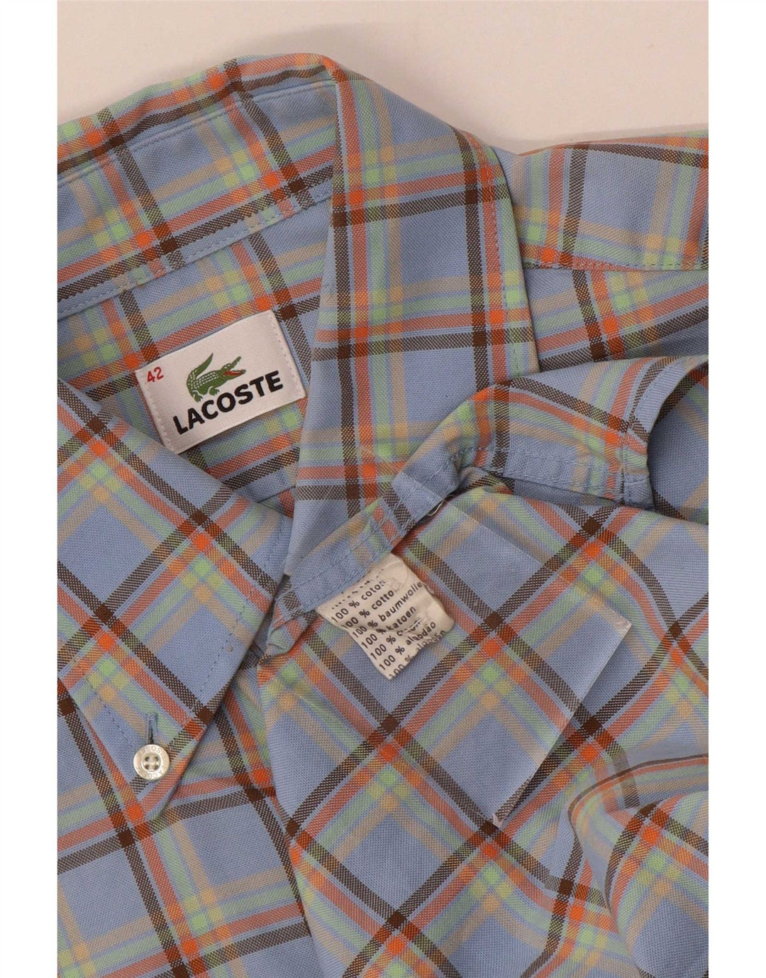 Lacoste herreskjorte str. 42 Large blå ternet bomuld