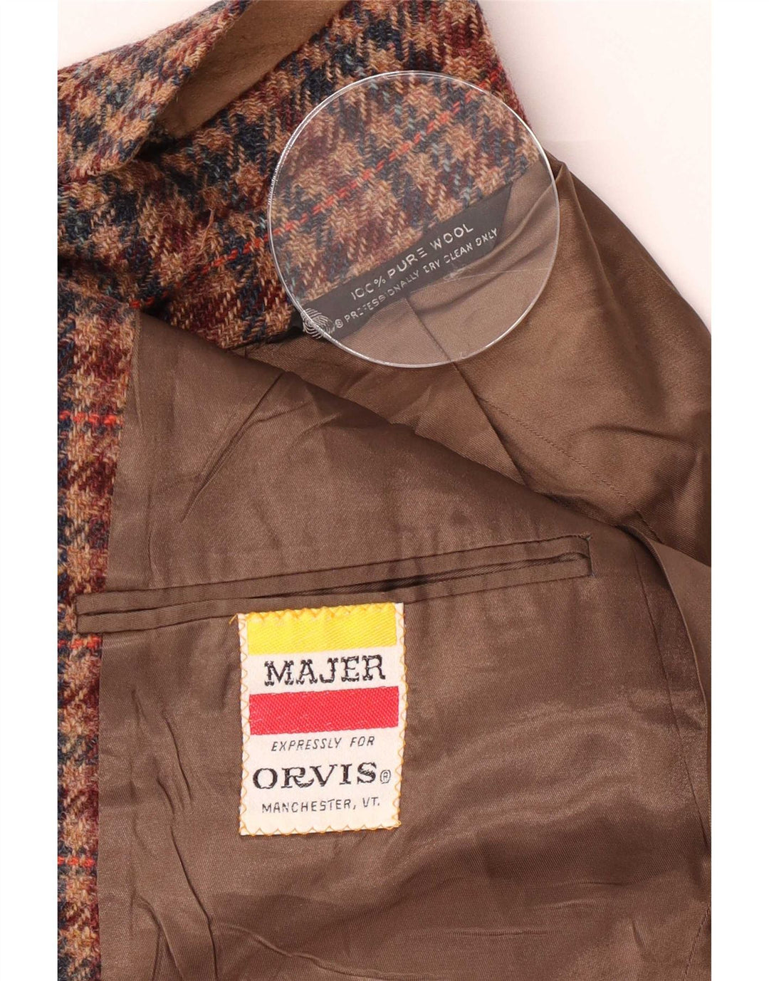 Orvis Herre 3-knaps blazerjakke UK 38 Medium Brown Houndstooth