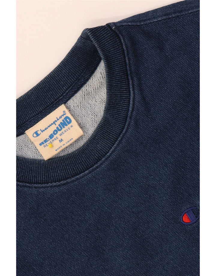Champion Womens Crop Oversized Sweatshirt Jumper UK 14 Medium Navy Blue