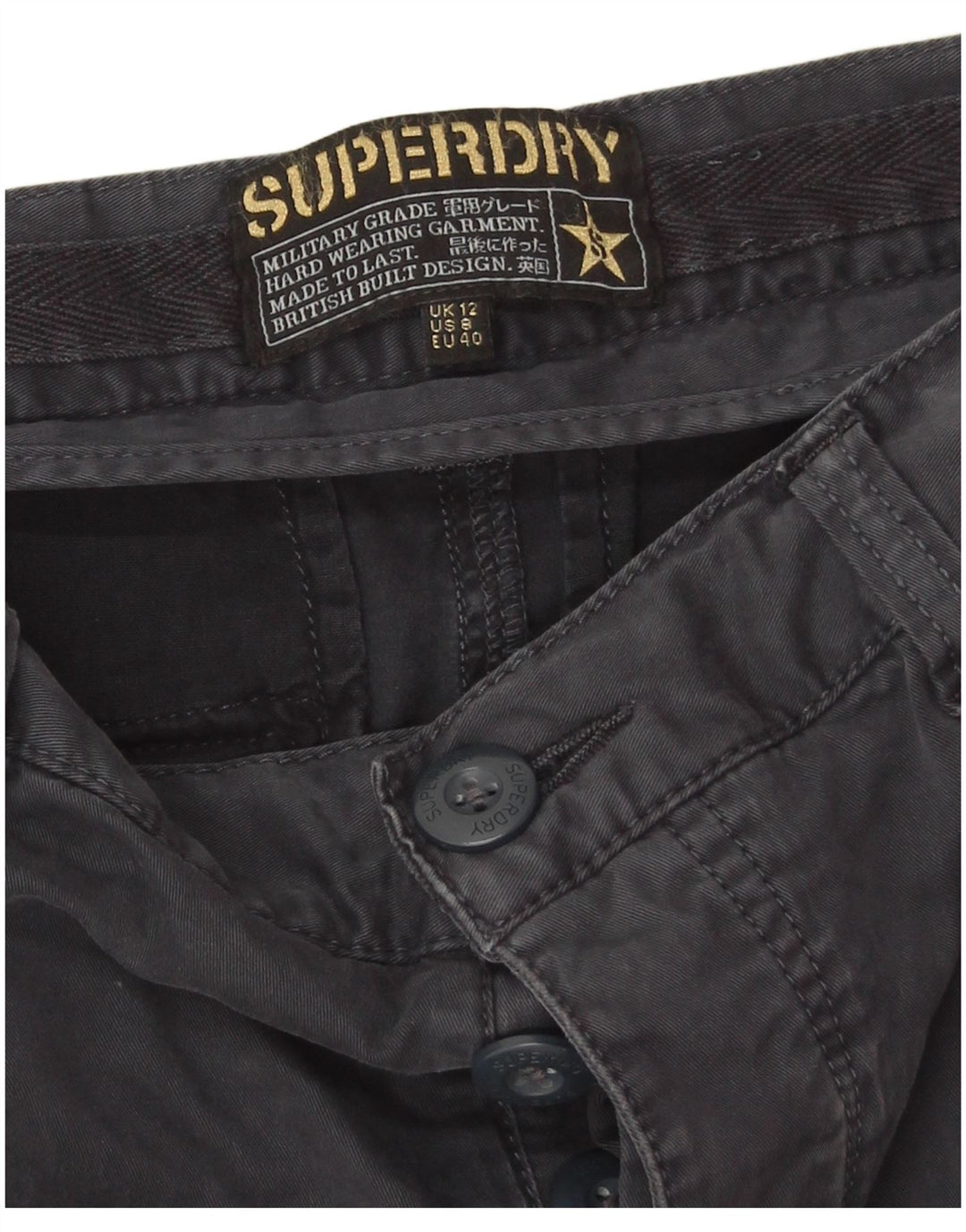 Superdry Slim Cargo Bukser til kvinder UK 12 Medium W32 L30 Marineblå Bomuld