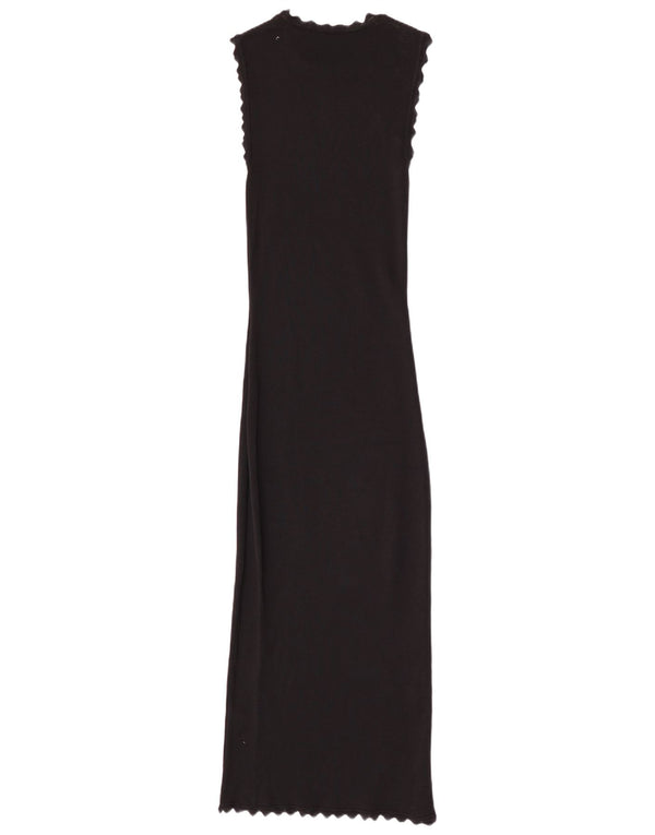 Zara Womens Sleeveless Maxi Dress UK 8 Small Black Viscose