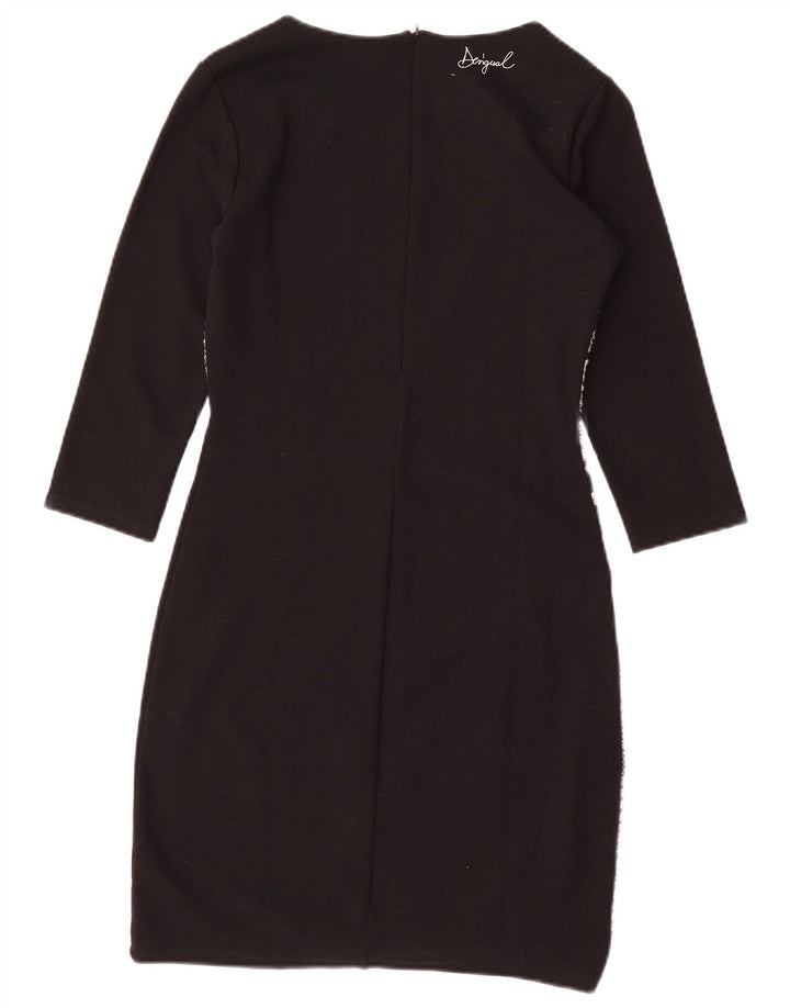 Desigual Kvinders 3/4-ærmede Skedekjole UK 10 Small Black Patchwork