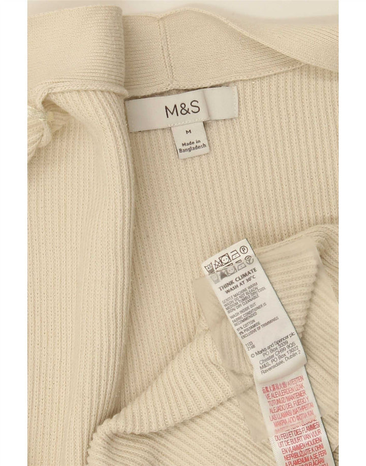 Marks & Spencer Dame Open Cardigan Sweater UK 14 Medium Off White Bomuld