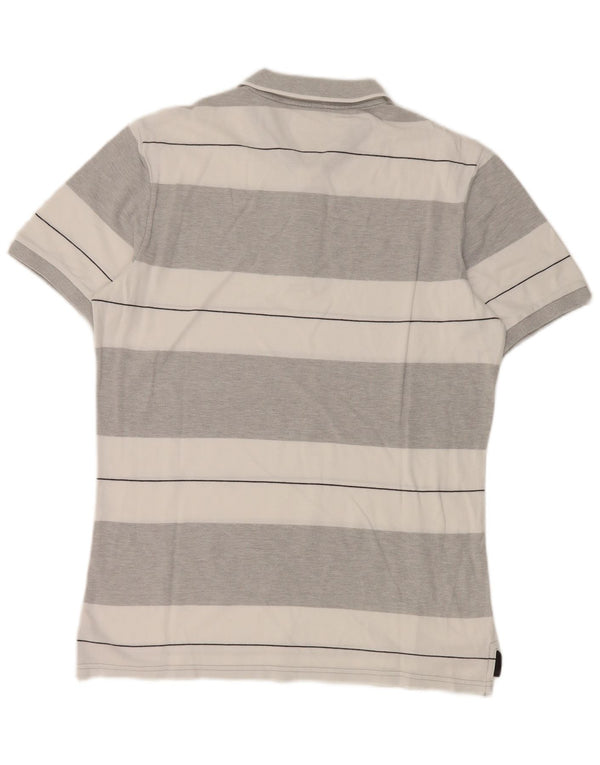 Benetton herre poloshirt mellem grå stribet