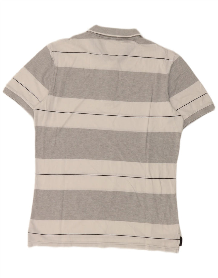 Benetton herre poloshirt mellem grå stribet