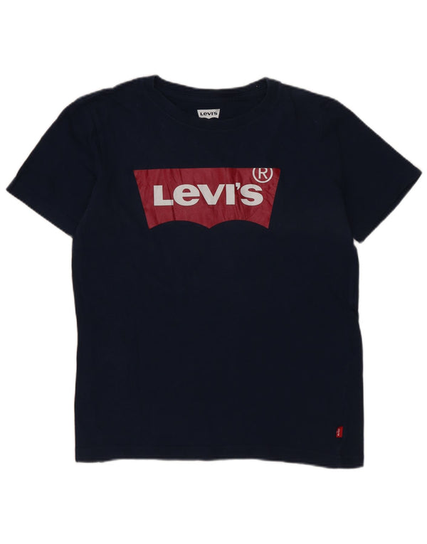 Levi's Boys Grafisk T-Shirt Top 9-10 år Navy Blue Logo