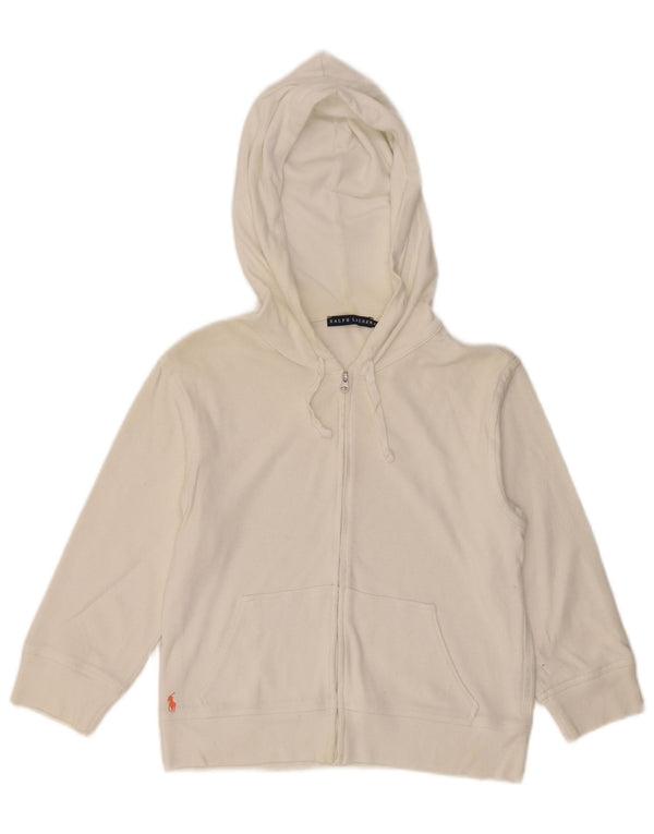 Ralph Lauren Dame Hættetrøje Sweater UK 12 Medium Hvid Bomuld