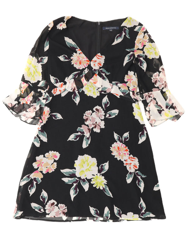 French Connection Dame Empire Kjole 3/4 ærmer UK 12 Medium Black Floral
