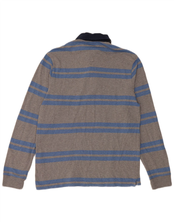 Marks & Spencer Langærmet Rugby Polo Shirt til mænd, lille grå stribet