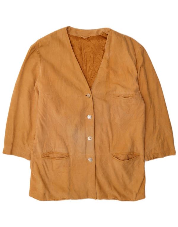 Vintage dame 4-knaps ruskindsblazerjakke EU 42 Large Beige
