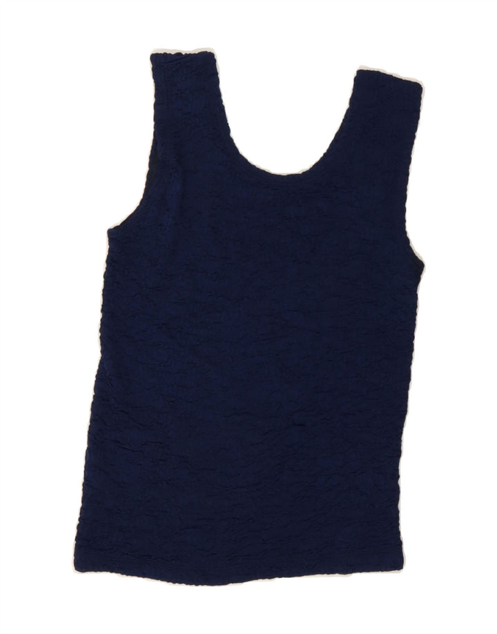 VINTAGE Womens Crop Sleeveless Blouse Top UK 8 Small Navy Blue Vintage Vintage and Second-Hand Vintage from Messina Hembry 