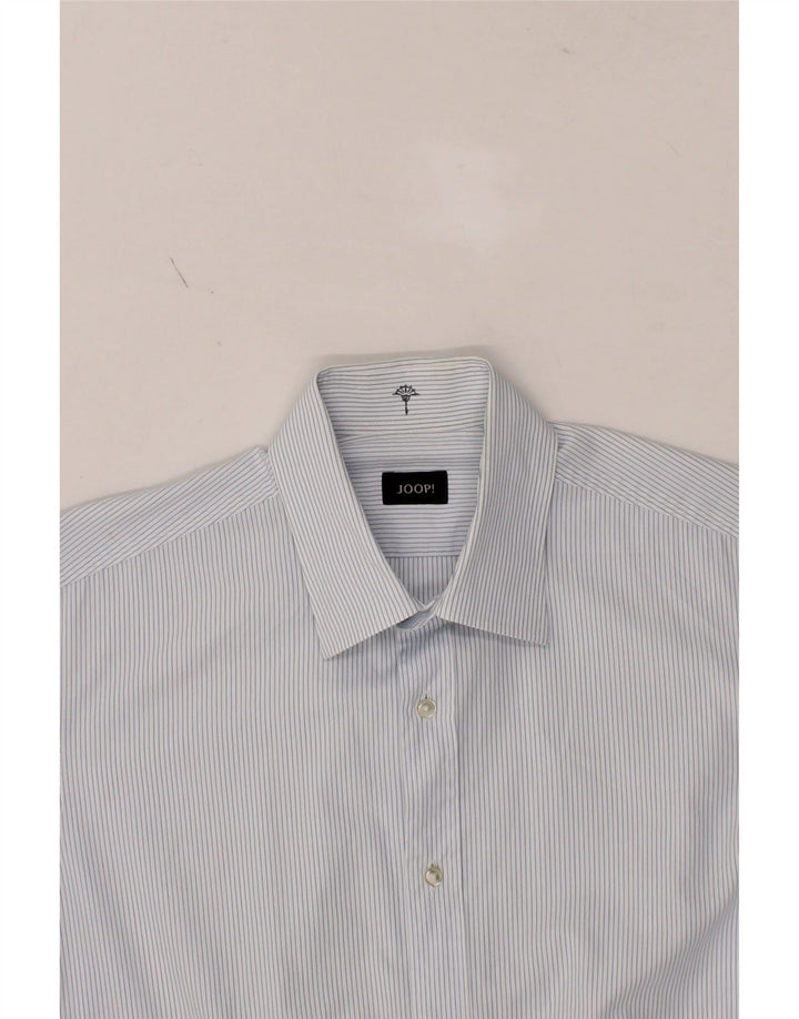 JOOP Mens Shirt UK 39 Medium Blue Pinstripe Cotton Vintage Joop and Second-Hand Joop from Messina Hembry 