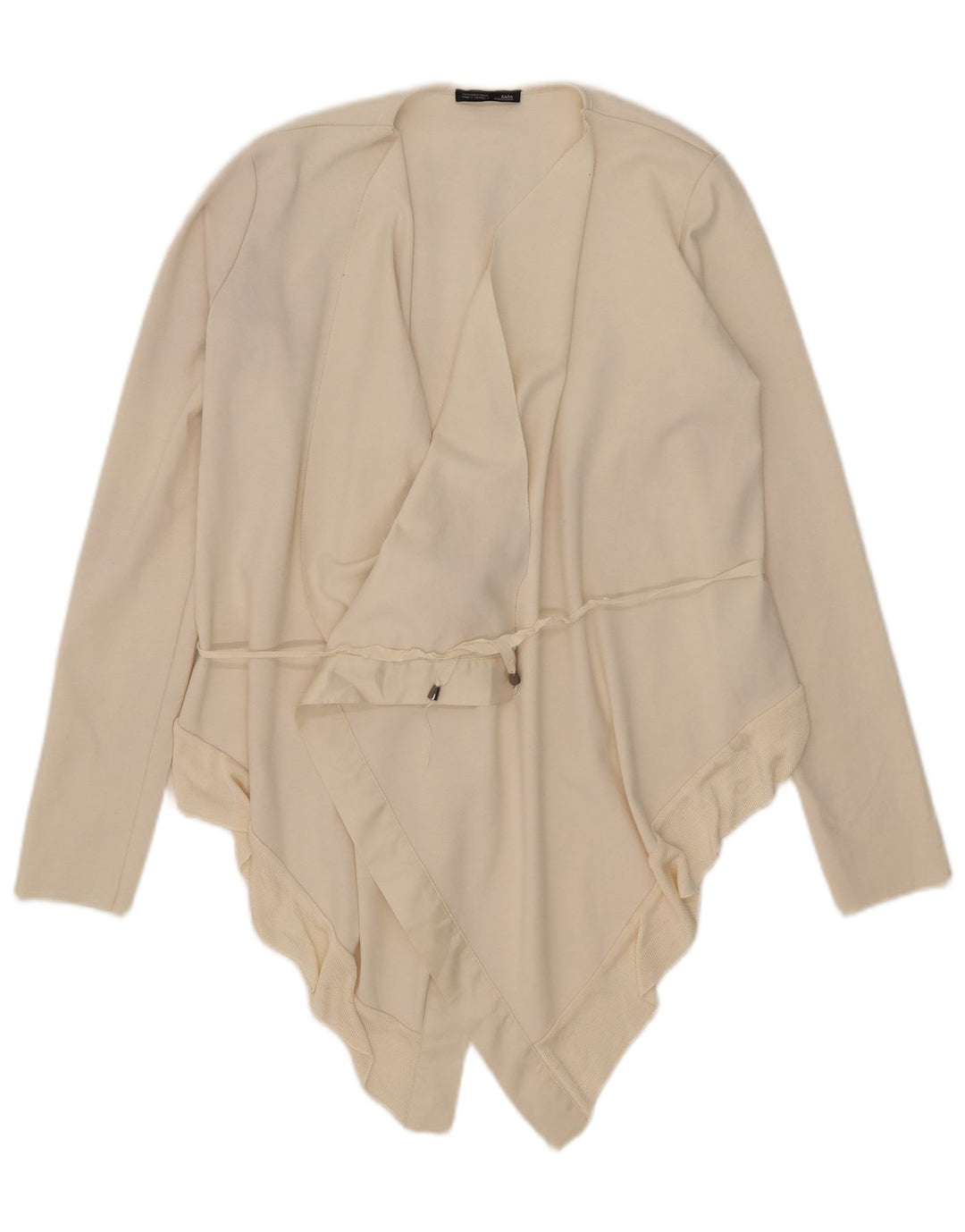 Zara Dame Asymmetrisk Cardigan Top UK 10 Small Off White Polyester