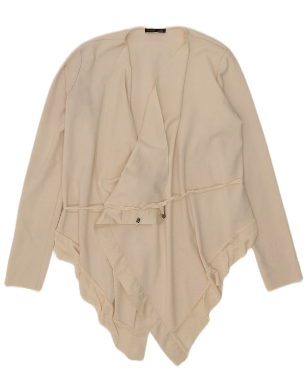Zara Dame Asymmetrisk Cardigan Top UK 10 Small Off White Polyester