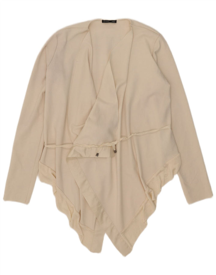 Zara Dame Asymmetrisk Cardigan Top UK 10 Small Off White Polyester