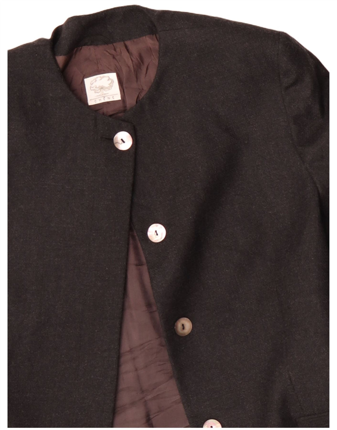 Vintage dame Longline 4-knaps blazerjakke IT 48 XL Grå uld