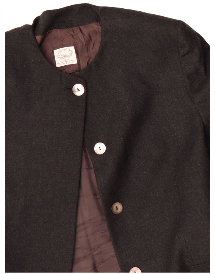 Vintage dame Longline 4-knaps blazerjakke IT 48 XL Grå uld