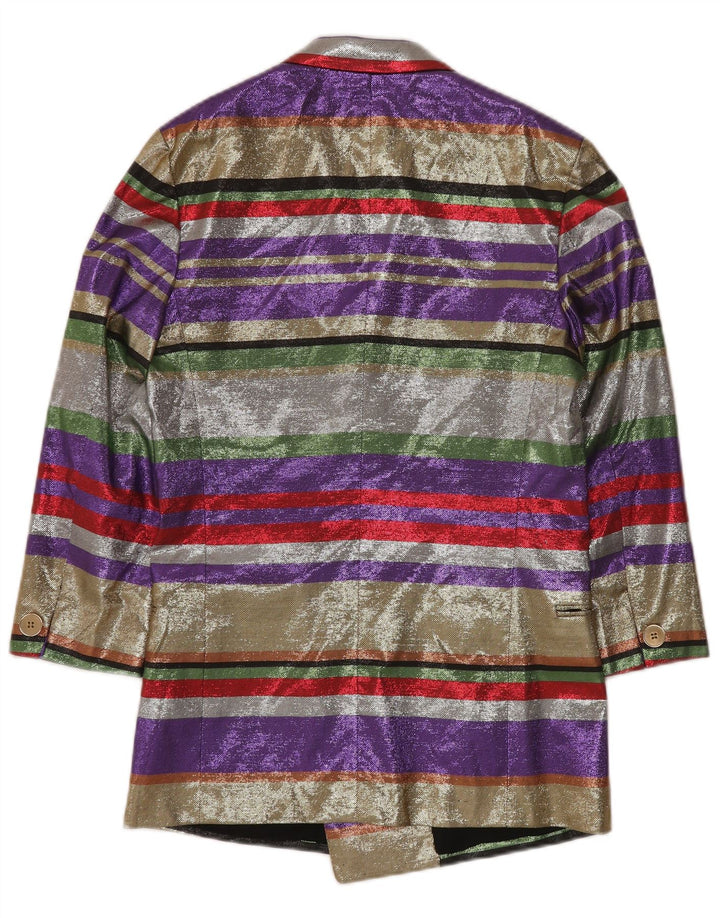 VINTAGE 3/4-ærmet blazerjakke til kvinder EU 40 Mellem flerfarvet stribet