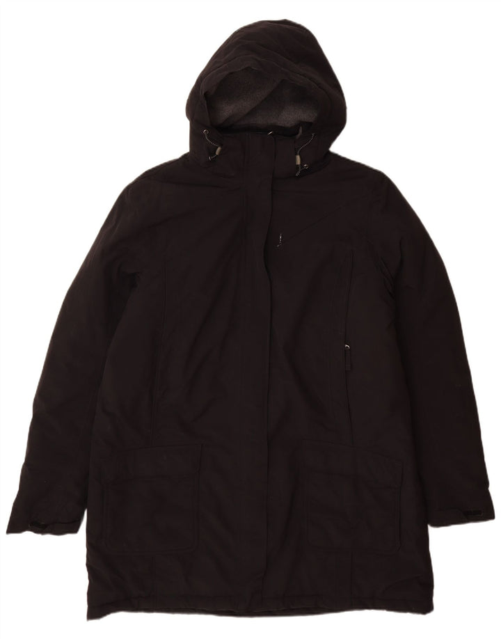 Lands End Dame Hooded Windbreaker Coat UK 16 Large Black Nylon
