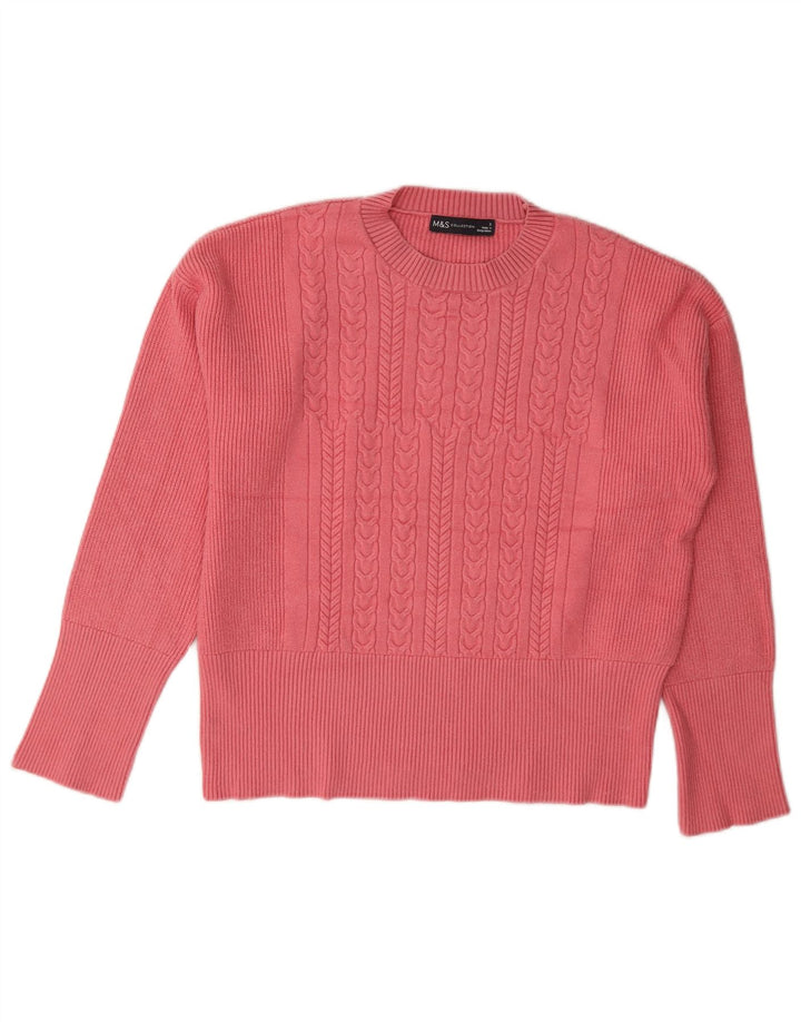 Marks & Spencer Dame sweater med rund hals DK 10 Small Pink Viscose