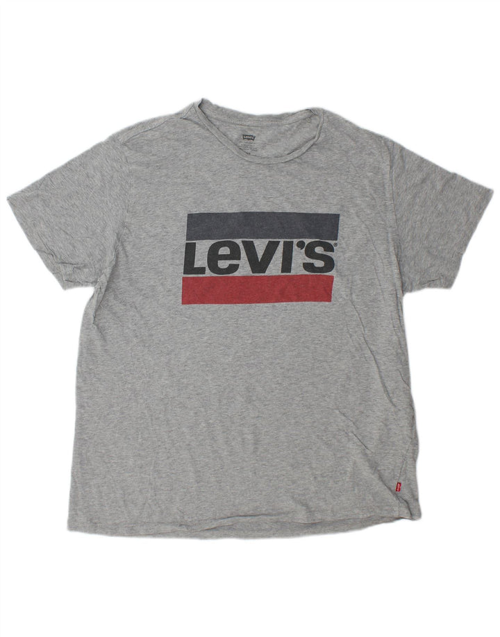 Levi's Herre grafisk T-shirt Top Stor grå flækket bomuld