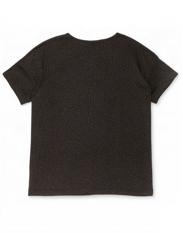 Topshop Dame Oversized T-Shirt Top UK 8 Small Black Flecked Polyester
