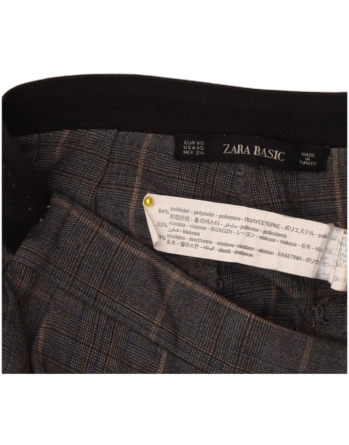 Zara Dame Slim Suit Bukser XS W24 L27 Grå ternet polyester