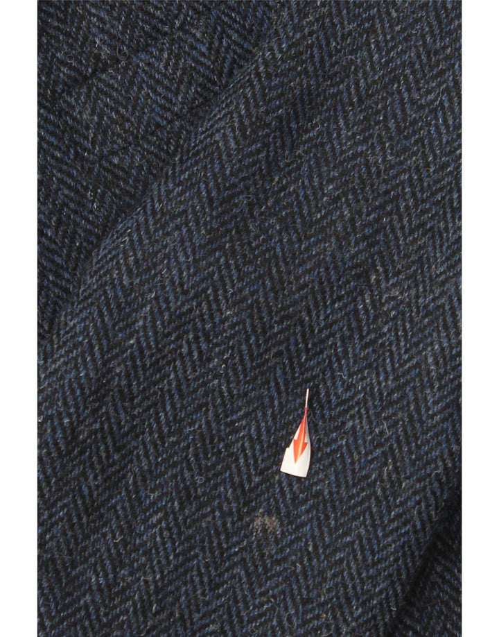 Harris Tweed Herre 2 Button Blazer Jacket UK 38 Medium Navy Blue Herringbone