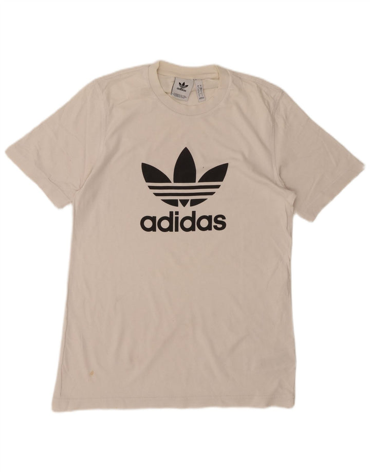 ADIDAS grafisk t-shirt til mænd, lille hvid bomuld
