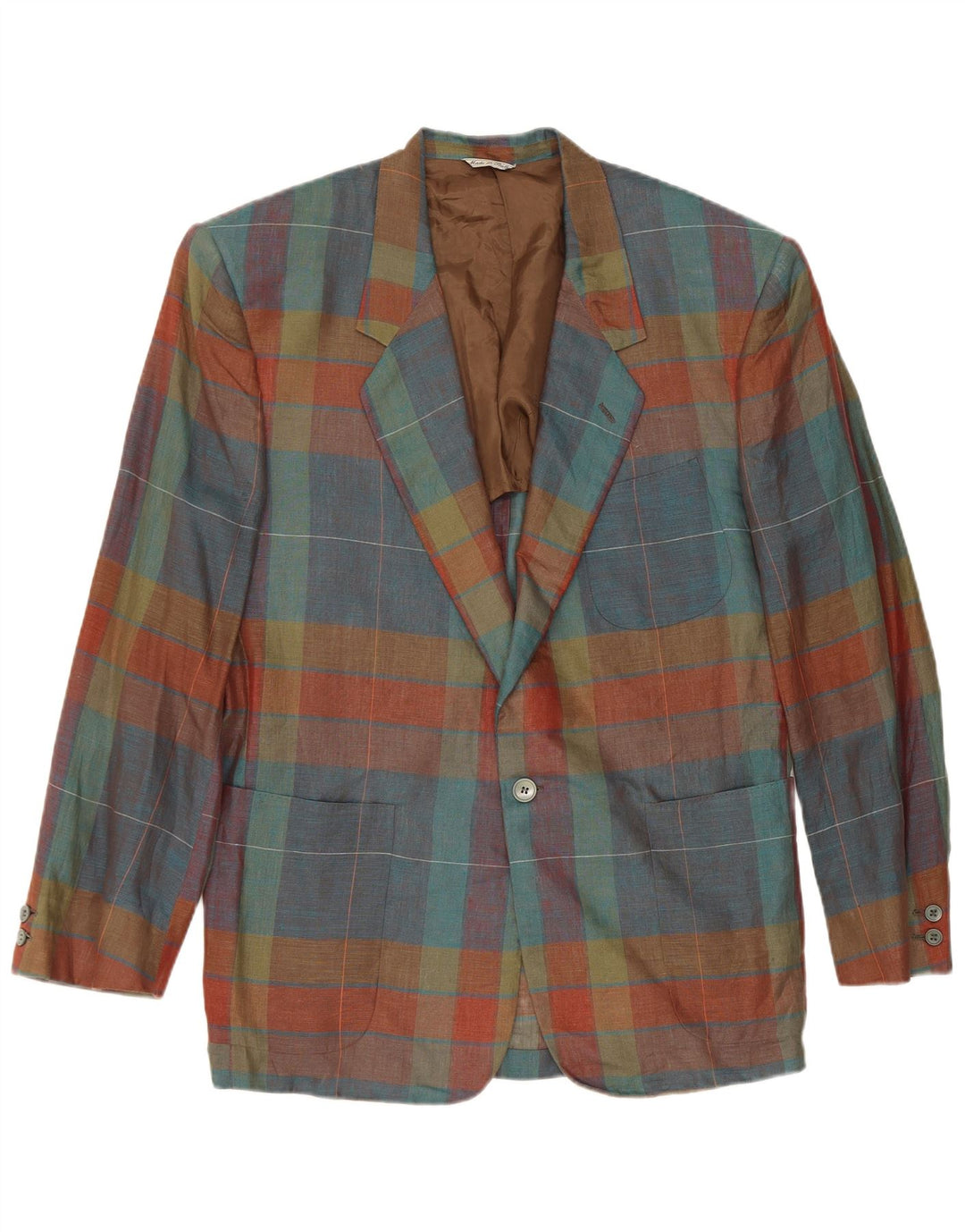 Missoni Herre 1-knap blazerjakke IT 52 XL Flerfarvet ternet linned