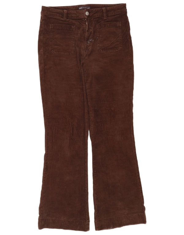 Marks & Spencer Womens Flare Corduroy Trousers UK 12 Medium W32 L30 Brown