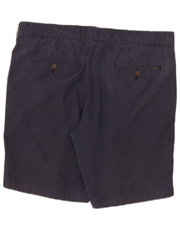 Marks & Spencer Herre Chino Shorts W36 Large Navy Blue Gingham Cotton