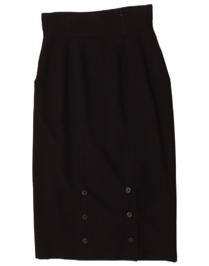 Fendi Dame Højtalje Midi Nederdel IT 44 Medium W28 Sort Uld