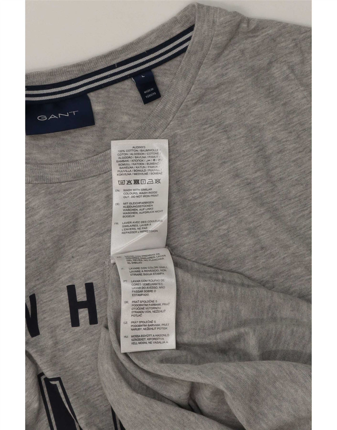 Gant Grafisk T-shirt top til mænd, stor grå bomuld