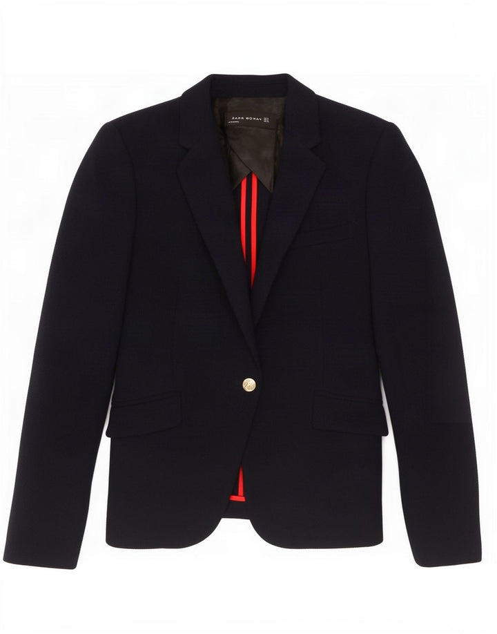 Zara Dame 1 Knap Blazer Jacket UK 10 Small Navy Blue