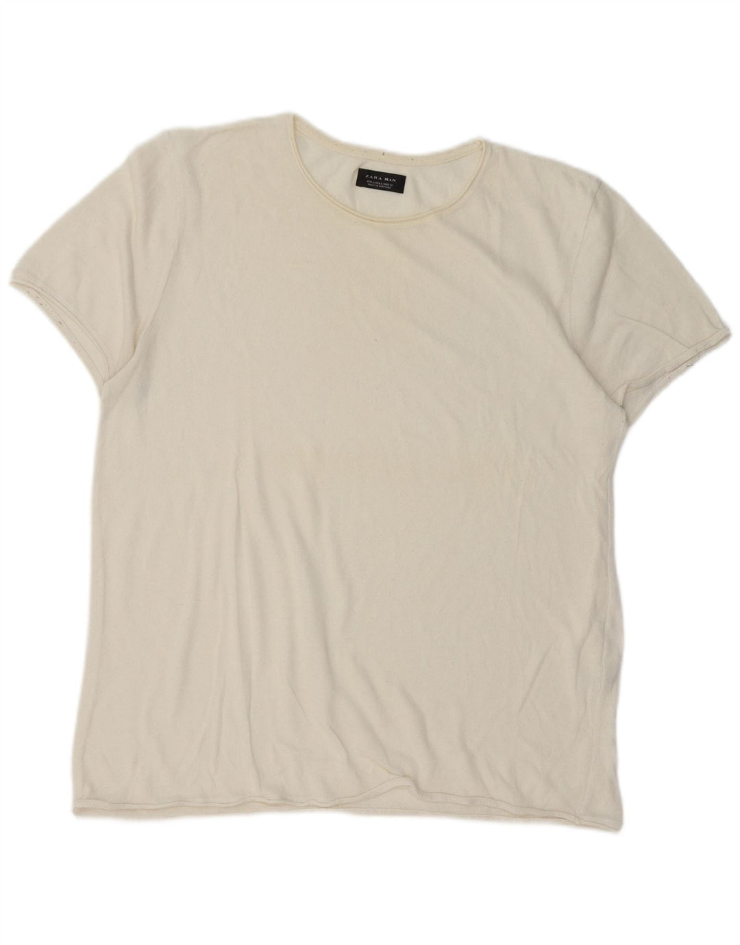 Zara Herre T-shirt Top Large Off White Bomuld