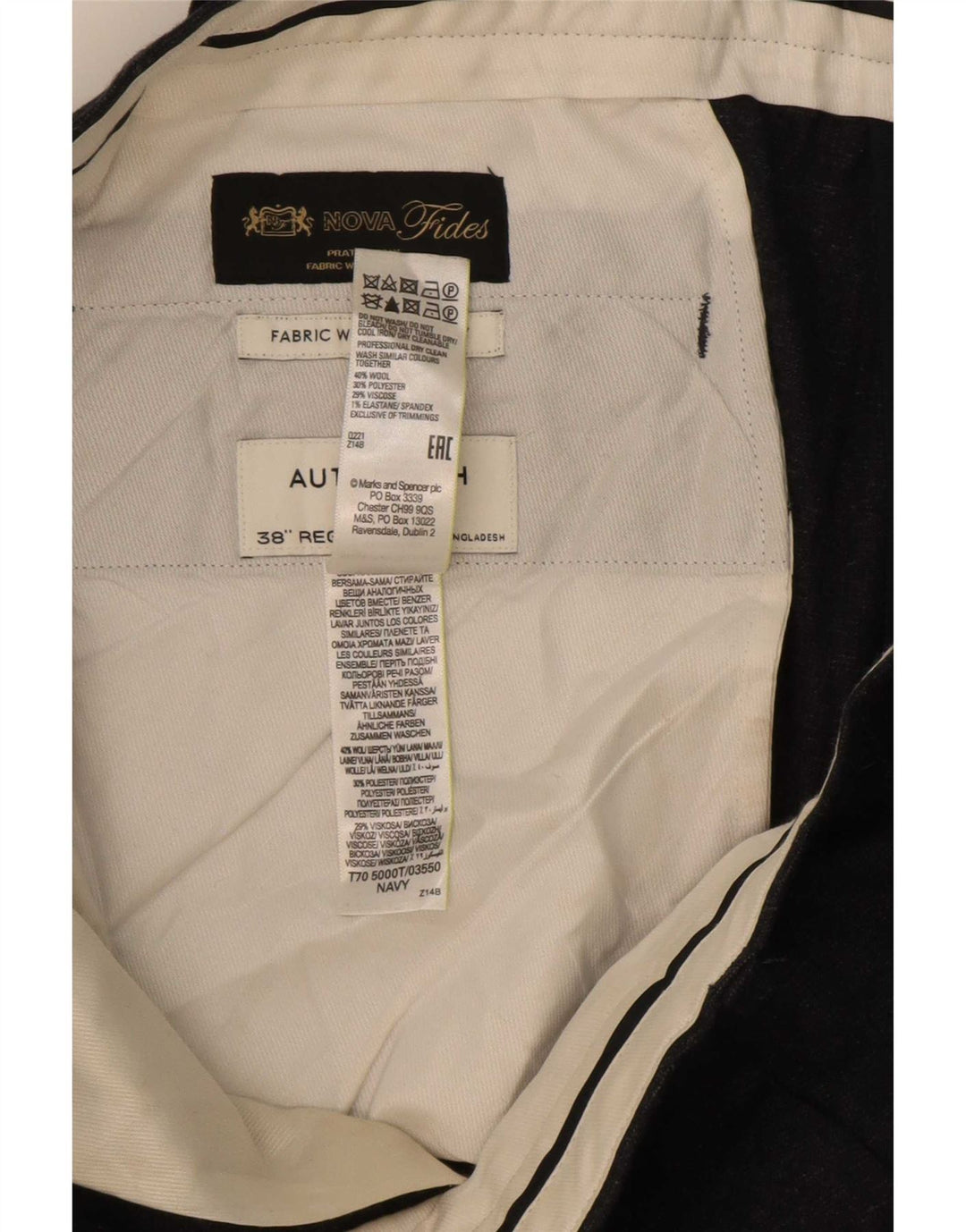 Marks & Spencer Herre Autograph Chino Bukser W38 L31 Navy Blue