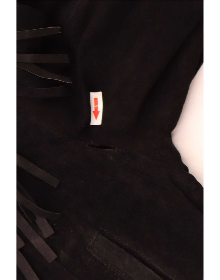 Vintage dame ruskindsjakke IT 50 XL sort læder cowboy