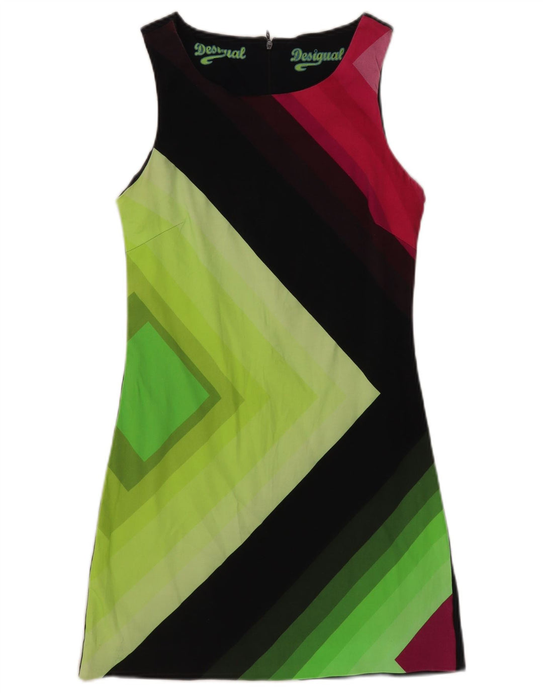 Desigual Kvinders Skede Kjole UK 12 Medium Flerfarvet Geometrisk