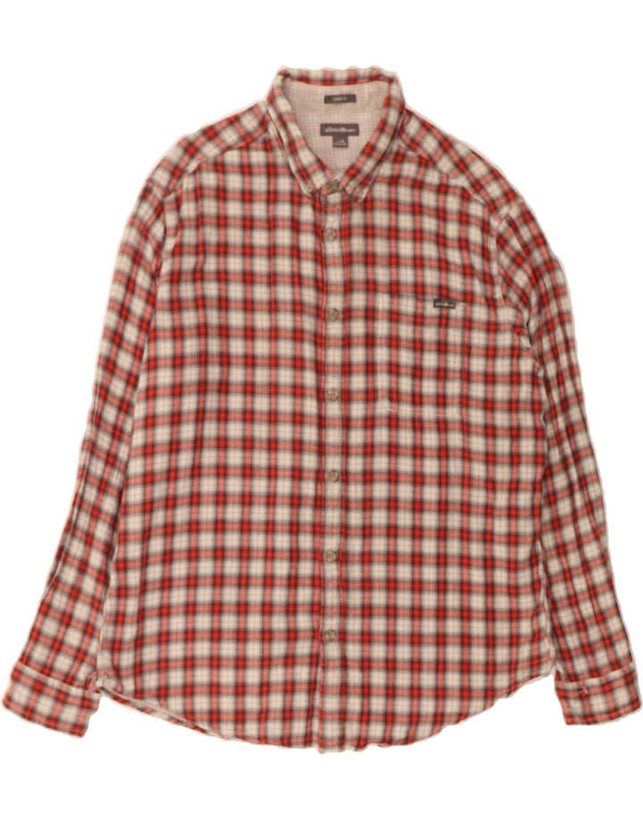 EDDIE BAUER Mens Classic Fit Flannel Shirt XL Red Check Cotton Vintage Eddie Bauer and Second-Hand Eddie Bauer from Messina Hembry 