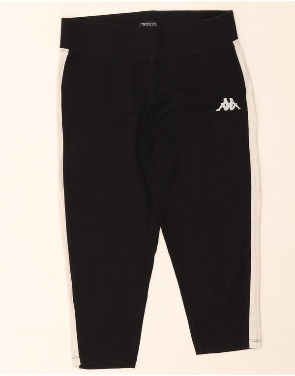Kappa Dame Capri Leggings UK 14 Large Black Colourblock Bomuld