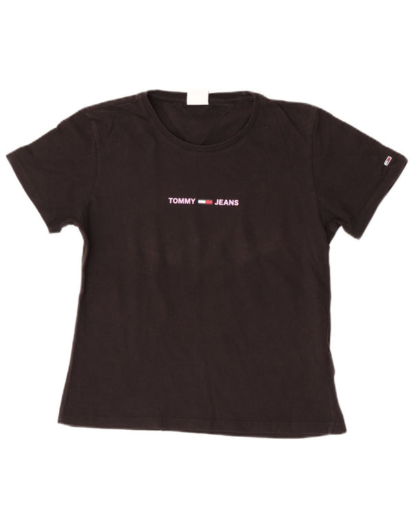 Tommy Hilfiger Kortærmet grafisk T-shirt top til kvinder UK 12 Medium Sort