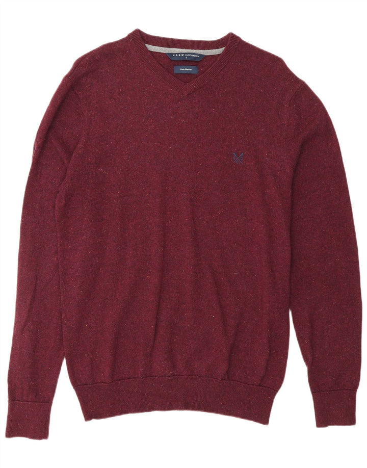CREW CLOTHING Herre V-hals sweater Small Bourgogne Flecked
