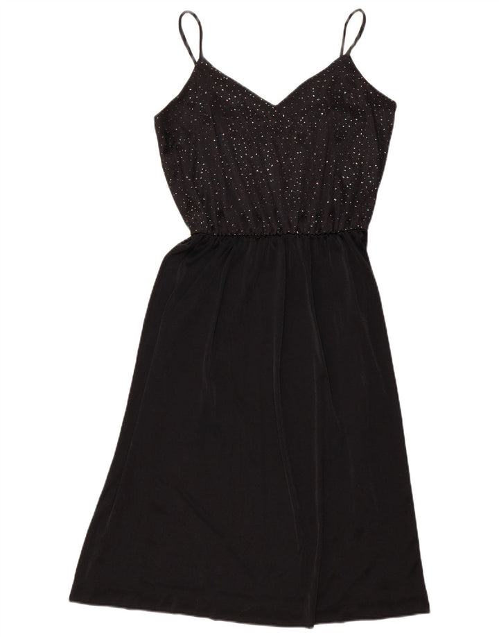 Vintage Dame Slip Dress UK 12 Medium Black
