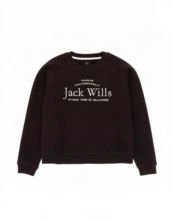 Jack Wills Dame Grafisk Oversized Sweatshirt Jumper UK 12 Medium Sort
