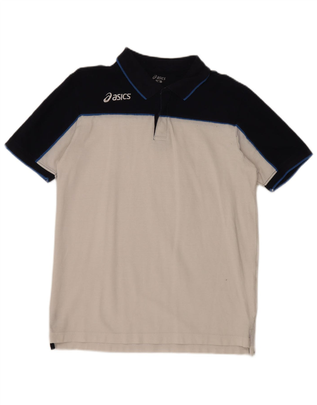 ASICS Mens Polo Shirt Medium White Colourblock Cotton
