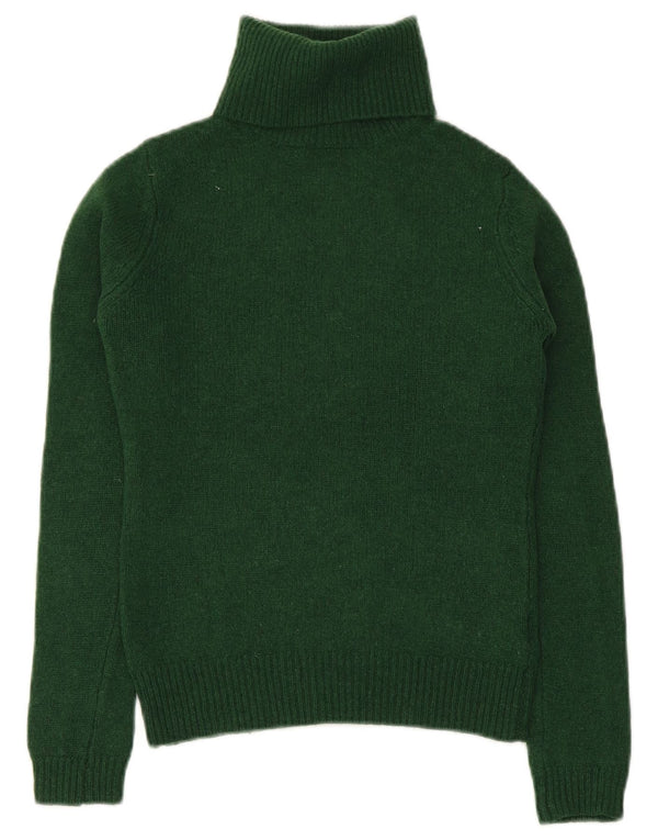 Massimo Dutti Dame Crop Roll Neck Jumper Sweater UK 12 Medium Green Wool
