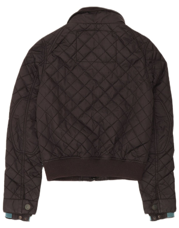 Superdry Womens Quilted Utility Jacket UK 10 Small Black Nylon